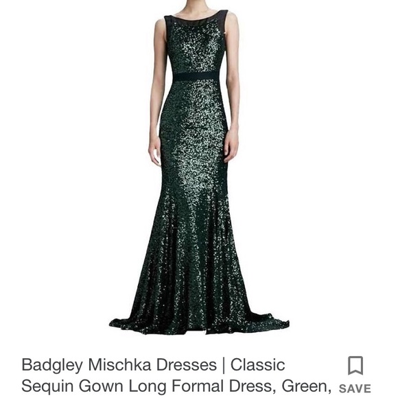 badgley mischka green sequin dress